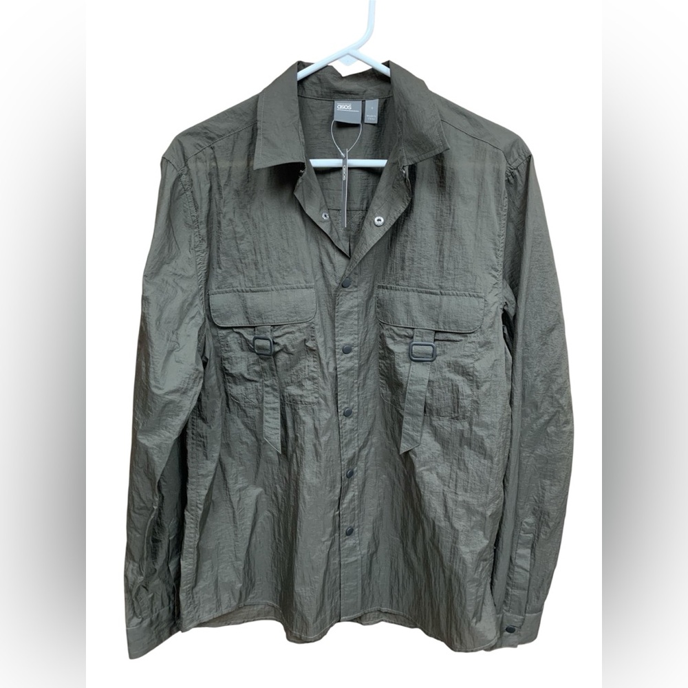 ASOS Men's Dark Gray Lightweight Cargo Shirt Size S